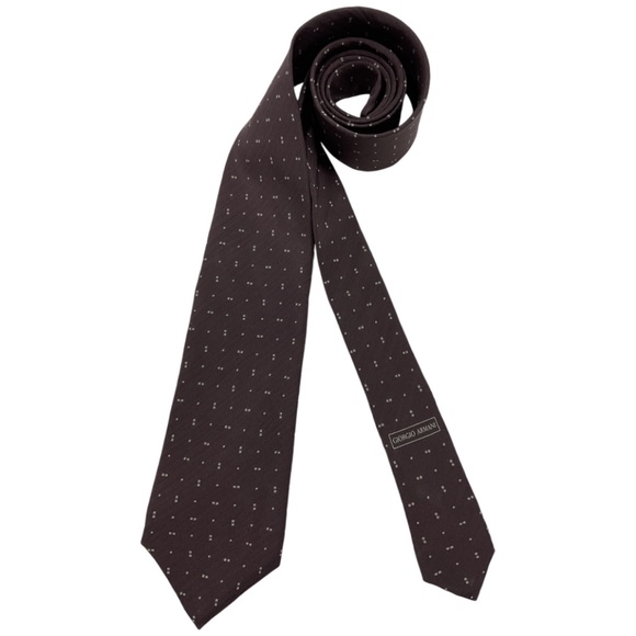 ARMANI COLLEZIONI Brown Geometric Silk LUXURY Tie ITALY - Picture 1 of 5